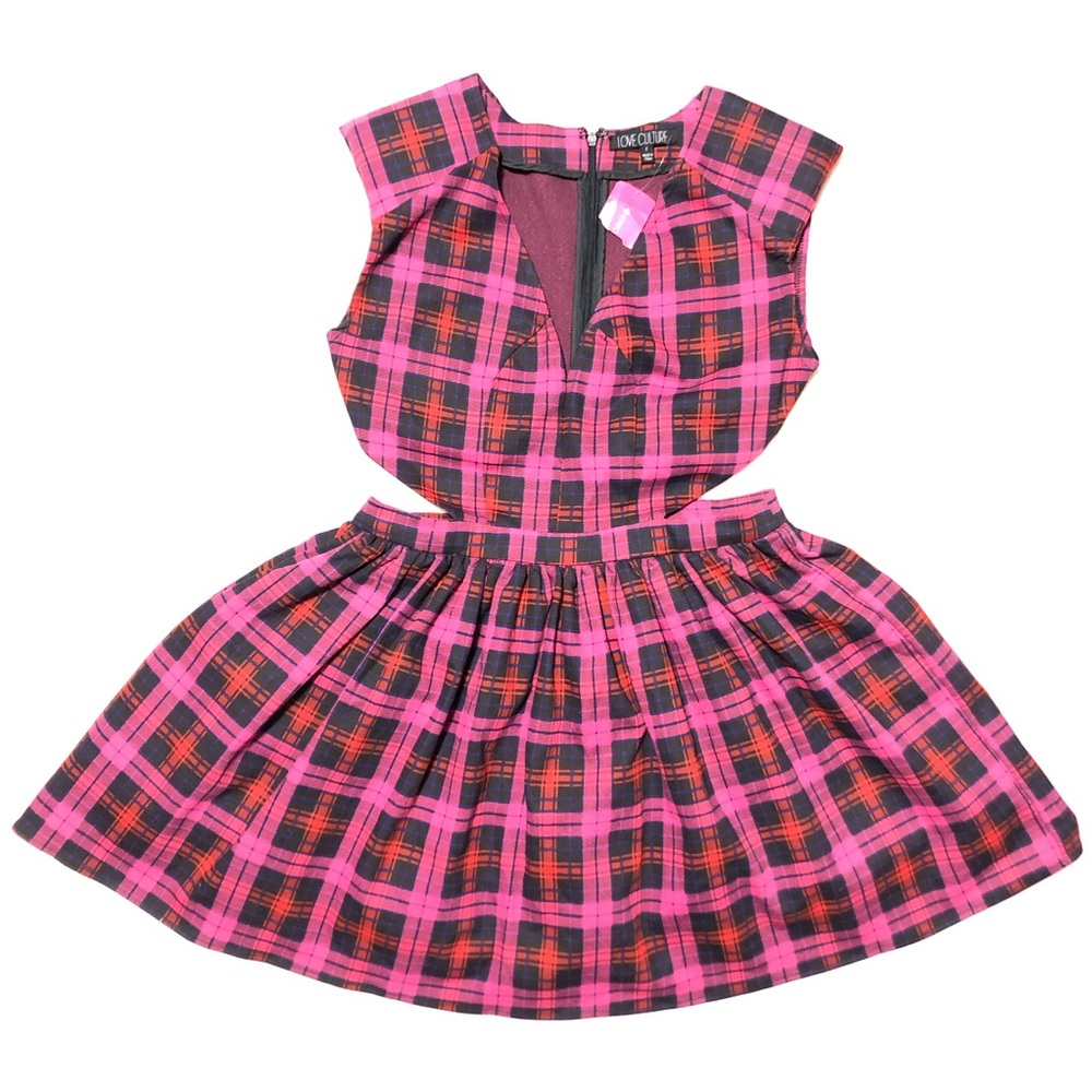 Love Culture Plaid Cut Out Dress